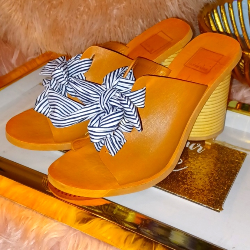 Dolce Vita Leather Bowed Wooden Sandal